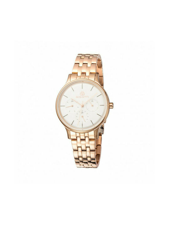 Bigotti Milano Watch with Pink Gold Metal Bracelet BG0125-3