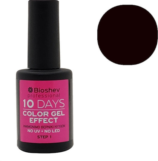 Bioshev Professional 10 Days Color Gel Effect Glossy Βερνίκι Νυχιών Μακράς Διαρκείας Μαύρο 022 11ml
