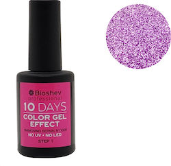 Bioshev Professional 10 Days Color Gel Effect Glitter Βερνίκι Νυχιών Μακράς Διαρκείας Μωβ 036 11ml