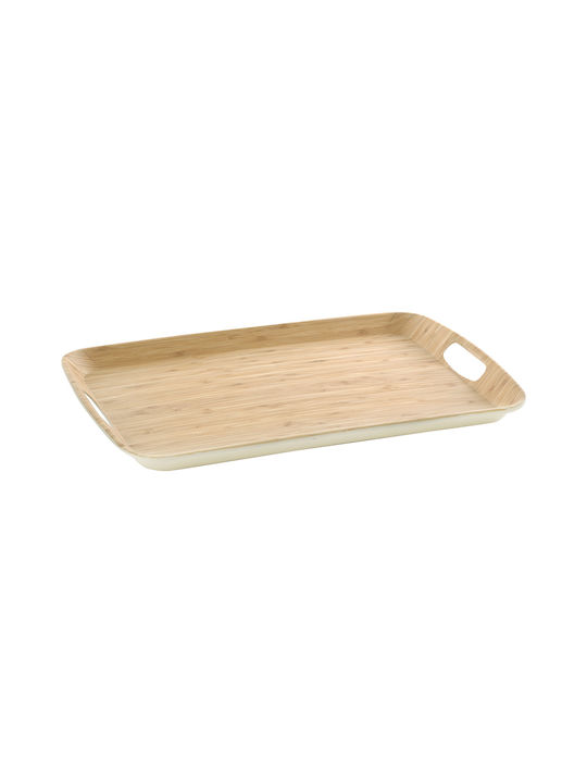 5Five Serving Tray 46cm Wooden Rectangular Serving Tray with Handles in White Color 46.5x30.5x3cm 151269 1pcs