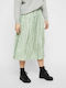 Only Pleated High Waist Midi Skirt in Green color