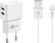Goobay Φορτιστής με 2 Θύρες USB-A και Καλώδιο Lightning Λευκός (44979)