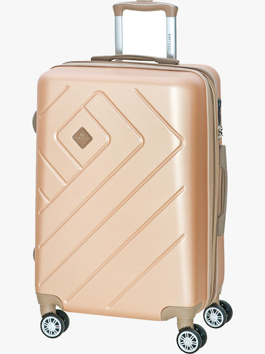 Bartuggi 712-8074 Large Hard Gold Travel Suitcase with 4 Wheels Height 75cm