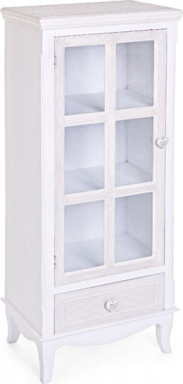 Charlene Подова Витрина от MDF със Стъкло Бяла 48x32x120см 0744862