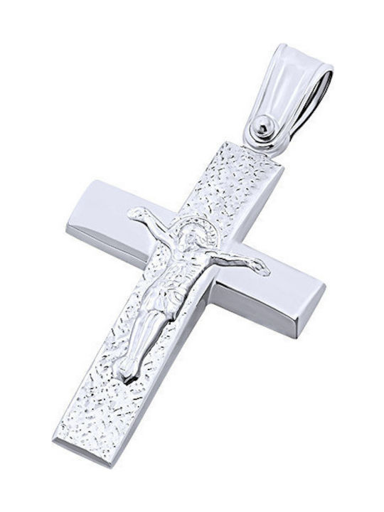 14K White gold male cross, T04519