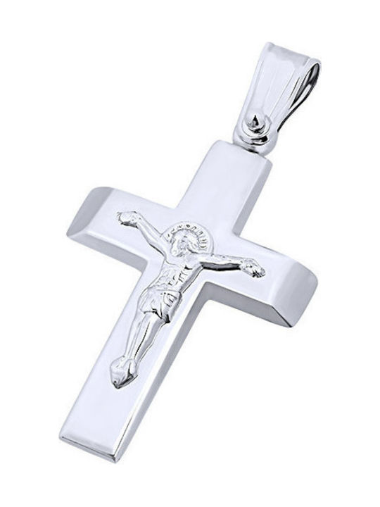 14K White gold male cross, T04619