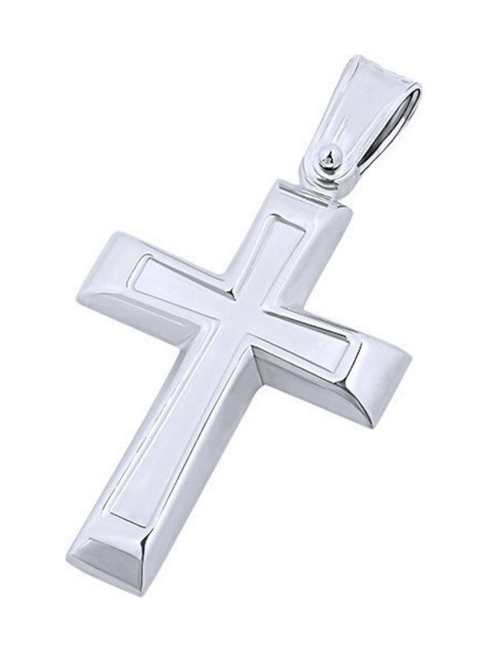 14K Weißgold männliches Kreuz, T02719