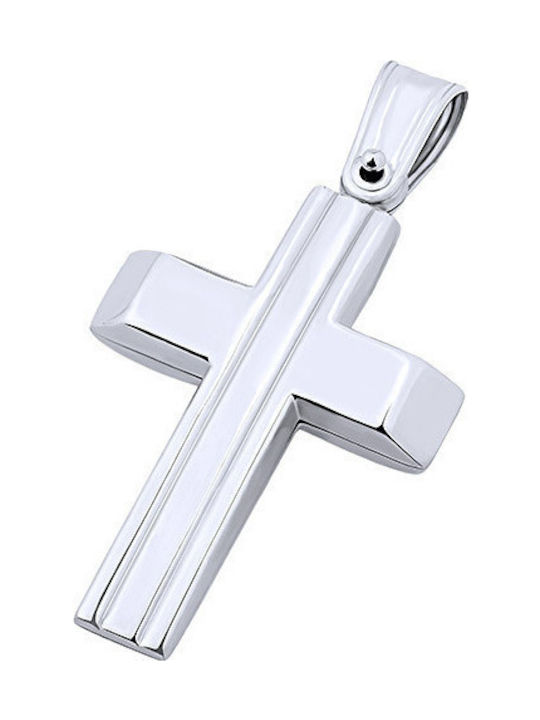 14K Weißgold männliches Kreuz, T01219