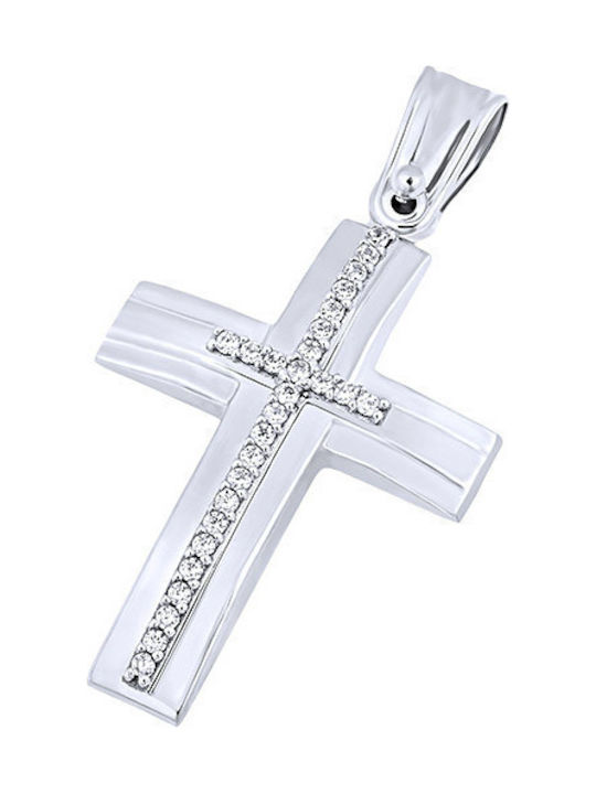 14K White gold women's cross, T04419