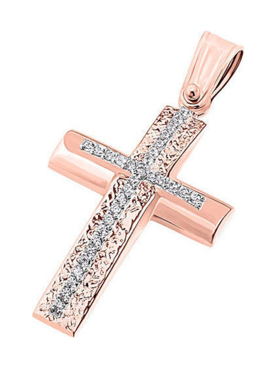 14K Rose gold women's cross, T04119