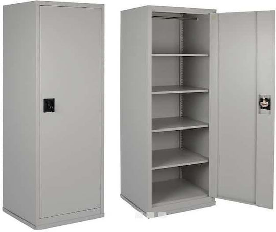 Single Door Wardrobe Metallic Galvanized with 4 Shelves 52x45x100cm