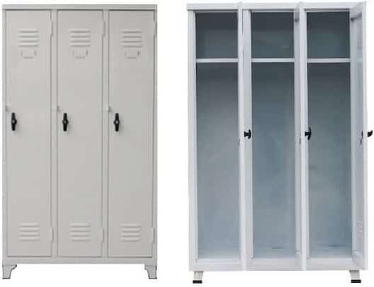 Dreiflügeliger Schrank Metallisch mit Trennwand & 3 Regale 98x40x170cm