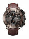 Police Protector Men's Watch 50mm Chronograph Battery with Brown Leather Strap