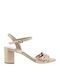 Mourtzi Leder Damen Sandalen in Gold Farbe