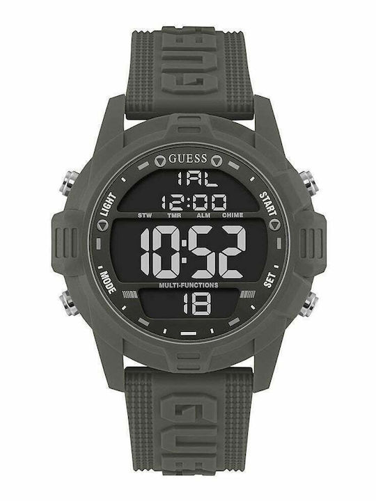 Guess Digital Men's Watch 48mm Battery with Green Rubber Strap