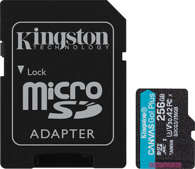 Kingston Canvas Go! Plus microSDXC 256GB Class 10 U3 V30 A2 UHS-I με αντάπτορα
