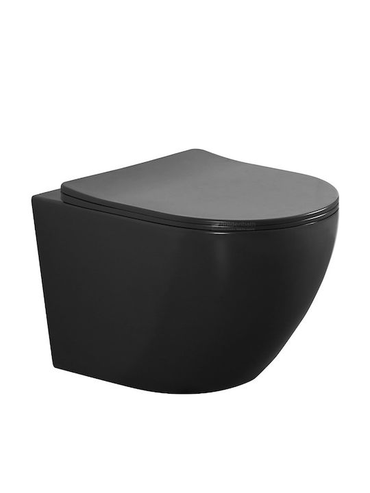 Amco Zara MDO5 Wall-Mounted Toilet Rimless with Cover Soft Close Black Black Matte