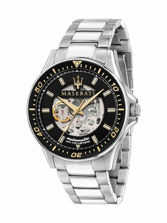 Maserati Sfida Uhr Automatisch mit Metallarmband Black/Silver