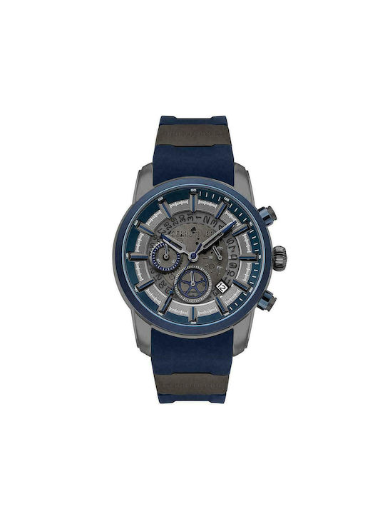 Cerruti Tesero Uhr Chronograph Batterie mit Blau Kautschukarmband