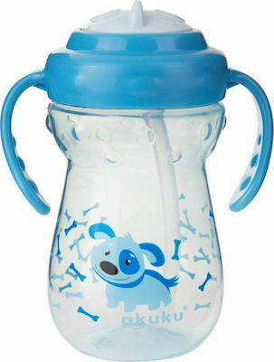 Akuku Stage Sippy Toddler Plastic Cup with Handles and Straw 360ml for 12m+ Blue