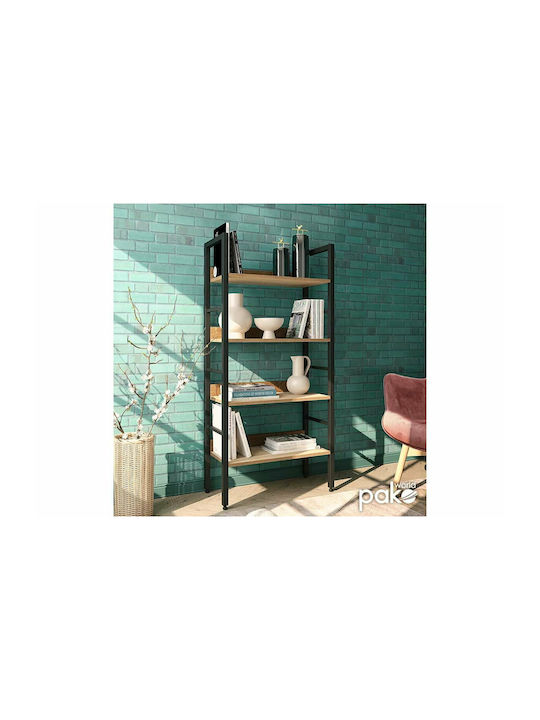 Bookcase Ramon Natural - Black 60x28x125.5cm