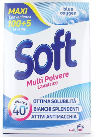 Soft Blue Oxygen Απορρυπαντικό Ρούχων σε Σκόνη 6.3kg (105 Μεζούρες)