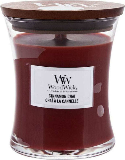 WoodWick Aromatische Zimt Chai Kerze im Burgundischen Gefäß
