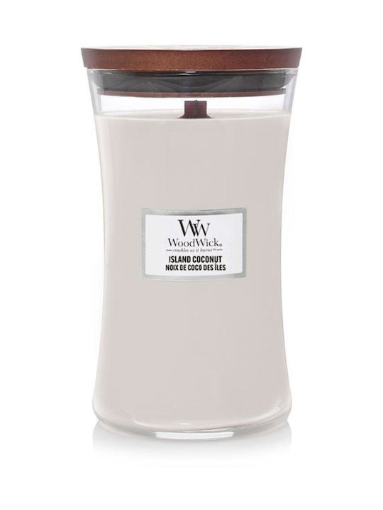 WoodWick Scented Candle Jar with Scent Island Coconut White 609.5gr 1pcs