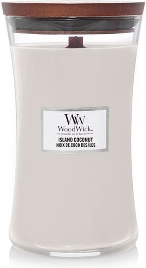 WoodWick Aromatic Soy Candle in Jar with Island Coconut Scent 609.5g