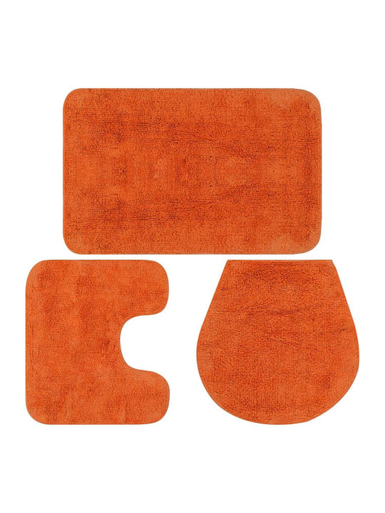 vidaXL Non-Slip Bath Mats Set Cotton Toilet 133227 Orange 3pcs