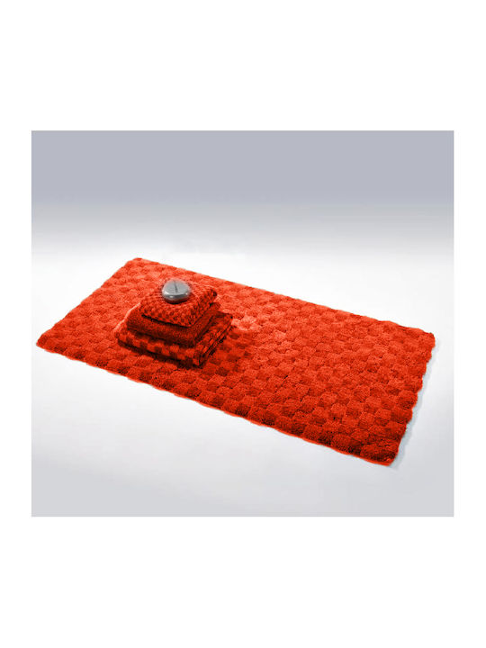 Abyss & Habidecor Badematte Baumwolle Rechteckig Damier 3401715350-01 Orange 60x100cm