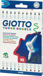 Giotto Turbo Dobble Μαρκαδόροι Ζωγραφικής με Διπλή Μύτη σε 10 Χρώματα