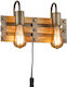 Trio Lighting Khan Vintage Wall Lamp with Socket E27 Gold Width 35cm