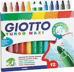 Giotto Turbo Maxi Washable Thick Drawing Markers in 12 Colours