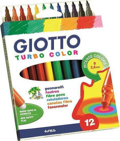 Giotto Turbo Color Blister Μαρκαδόροι Ζωγραφικής 2.8mm Λεπτοί Σετ 12 χρώματα