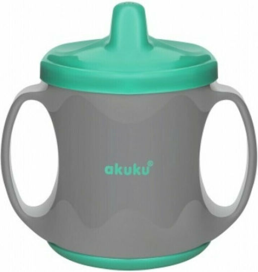Akuku Non-spill Ποτηράκι με Χερούλια 200ml Grey/Ciel