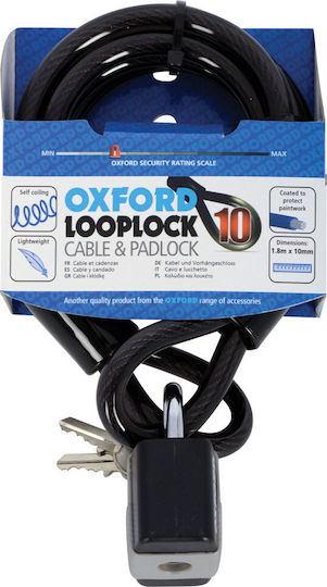 Oxford Lanț De Blocare Loop10 Cu Cablu Și Lacăt 10mm X 1800mm