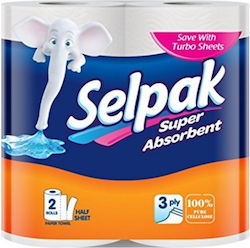 Selpak Χαρτί Κουζίνας Super Absorbent 2 Ρολά 3 Φύλλων 150gr