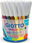 Giotto Turbo Maxi Πλενόμενοι Μαρκαδόροι Ζωγραφικής Χονδροί σε 48 Χρώματα
