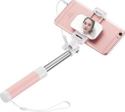 Hoco K2 Magic Mirror Selfie Stick με Καλώδιο 3.5mm Ροζ