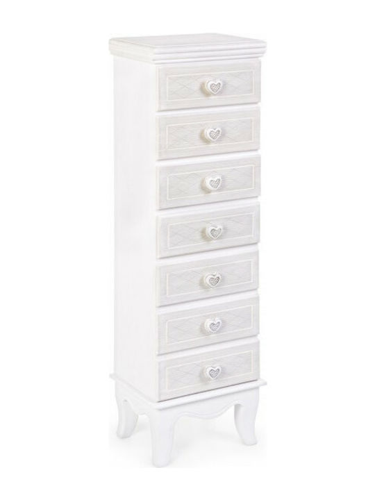 Schubladen Aufbewahrung Charlene Holz mit 7 Schubladen White L29xB21xH99cm