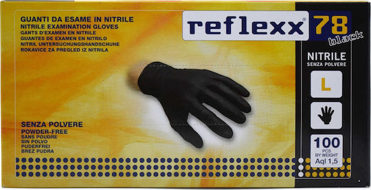 Reflexx 78 Handschuhe Nitril Puderfrei in Schwarz Farbe 100Stück