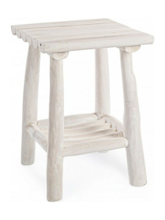 Sahel Square Solid Wood Side Table White L35xW35xH40cm