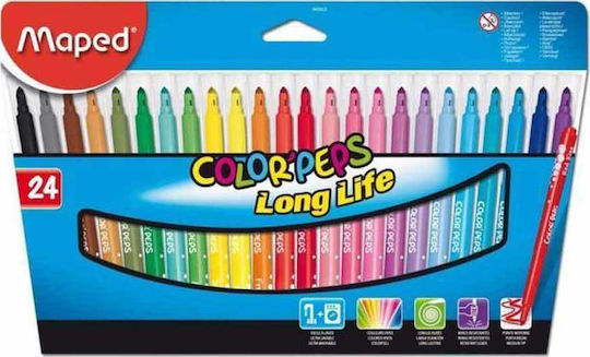 Maped Color'Peps Long Life Washable Drawing Markers 3.6mm Set 24pcs