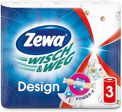 Zewa Paper Towel Wisch & Weg Design 3 Rolls 1-Ply