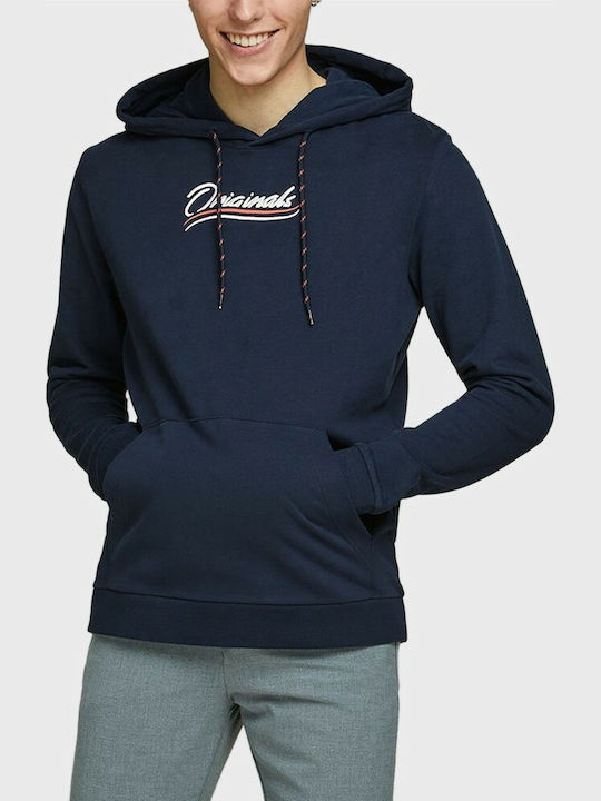 Jack & Jones Men's Sweatshirt with Hood and Pockets Navy Blue