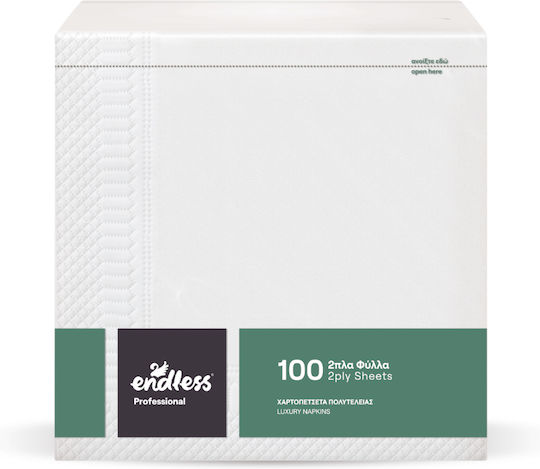 Endless Professional 100 Napkins 2 Plies White 38x38cm