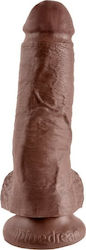 King Cock Glass Dildo with Balls and Suction Cup Brown 20cm