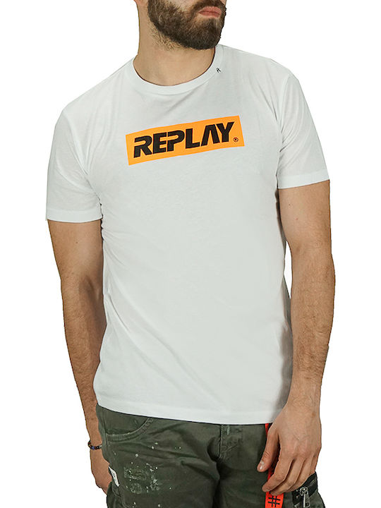 Replay Ανδρικό T-shirt Λευκό Με Στάμπα