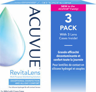 Johnson & Johnson Acuvue Revitalens Contact Lens Solution 3x360ml